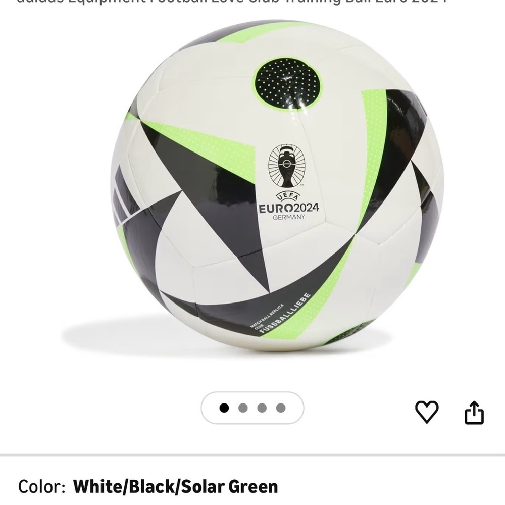 Adidas Euro 2024 Soccer Ball in White, Black, and Green